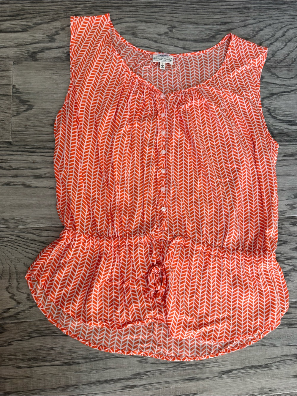 grand & greene Orange Chevron-Print Button Front Camisole